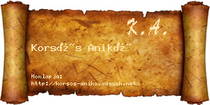 Korsós Anikó névjegykártya